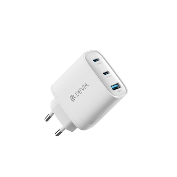 Nabíjací adaptér Extreme Speed, 2x USB-C + USB-A, PD 65W, biela, Devia