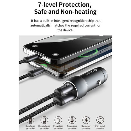 Autonabíjačka Extreme Speed USB-C + USB-A, PD 30W, QC 3.0 18W, sivá, Devia