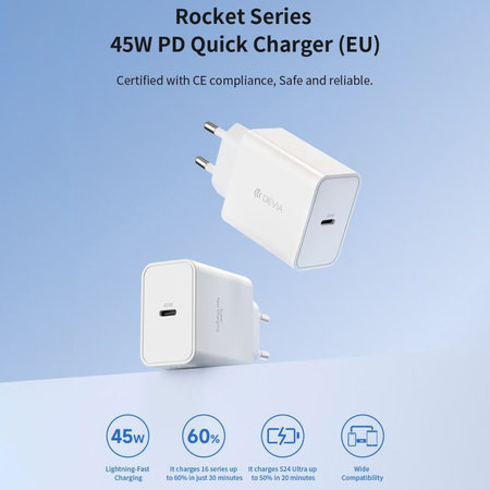 Nabíjací adaptér Rocket USB-C, PD 45W, biela, Devia