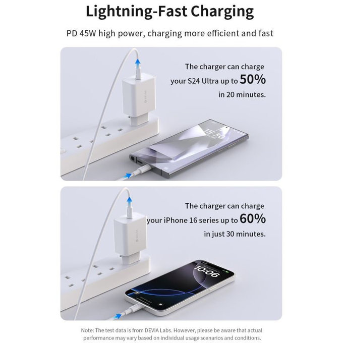 Nabíjací adaptér Rocket USB-C, PD 45W, biela, Devia