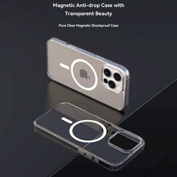Puzdro Clear s MagSafe pre iPhone 16 Pro, transparentná, Devia