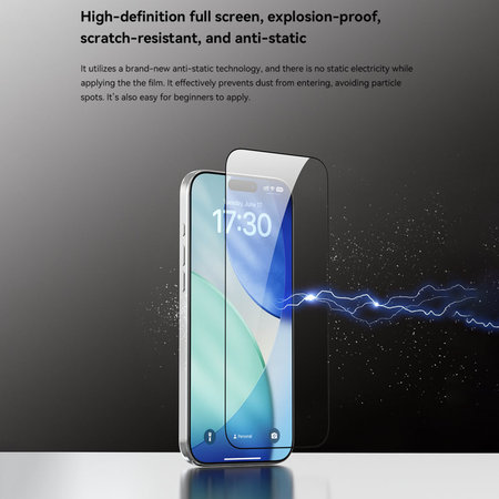 Tvrdené sklo FullCover s aplikátorom pre iPhone 17 Pro, Devia