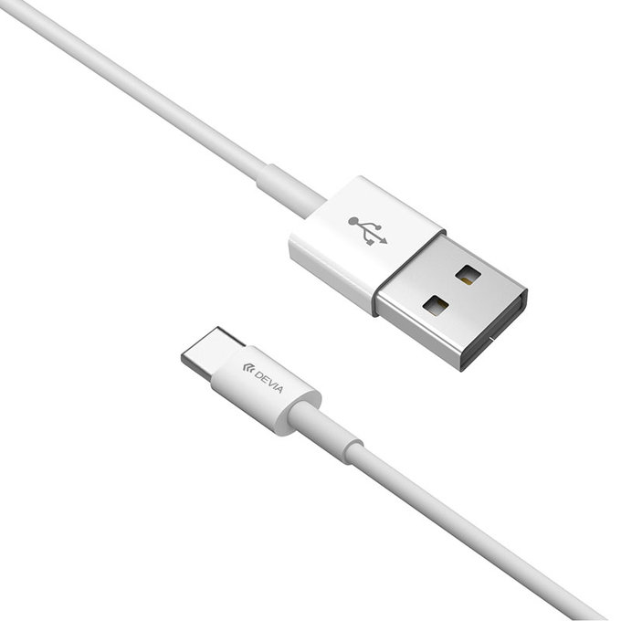 USB / USB-C kábel Smart, 2.1A, 1m, biela, Devia