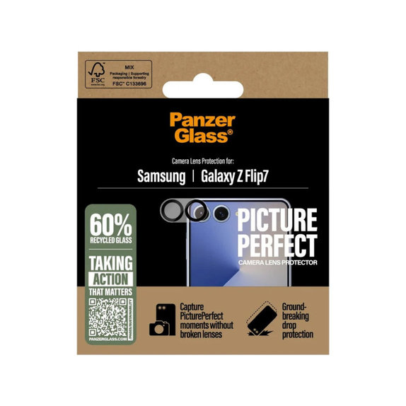 Ochranný kryt objektívu PicturePerfect pre Samsung Z Flip7, Čierna, PanzerGlass
