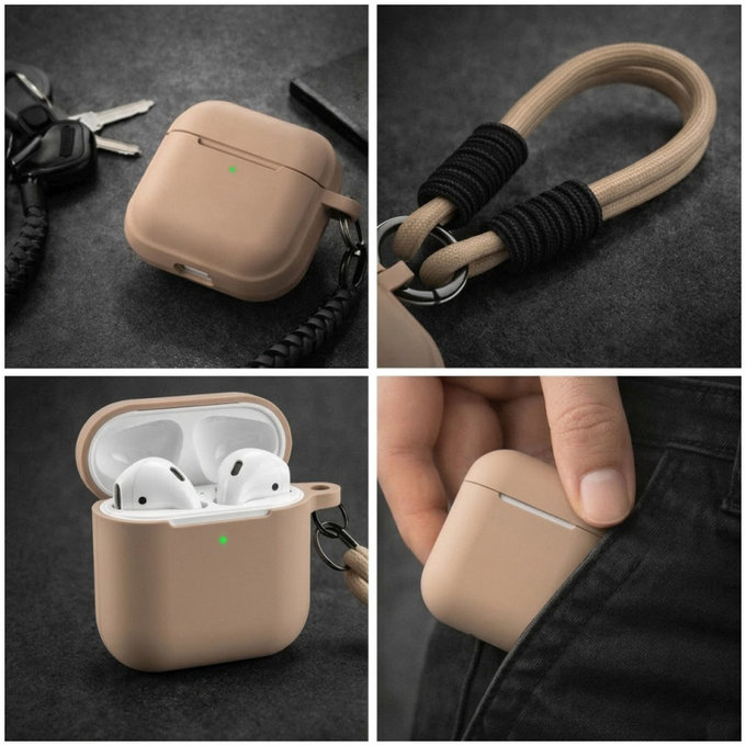 Silikónové Puzdro pre AirPods 1 a 2, Sand Beige