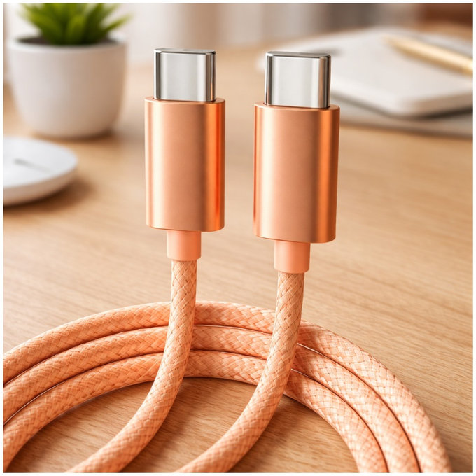 USB-C / USB-C Kábel s rýchlym nabíjaním, PD 60W, 1m, oranžový
