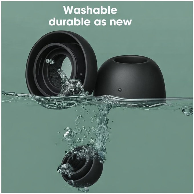 Náhradné silikonové štuple pre Apple AirPods Pro a Pro 2, Set (L, M, S, XS),  čierne