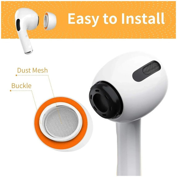 Náhradné silikonové štuple pre Apple AirPods Pro 3, M, Pamäťová pena, Biele