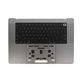 Horný rám klávesnice pre MacBook Pro 16" A2780 (Early 2023), s klávesnicou US a batériou, Space Gray, 661-32189, Genuine Apple