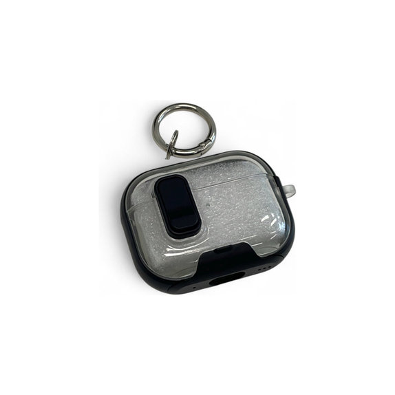 Silikónové Puzdro s Stojanom na mobil a karabínou pre AirPods Pro 2, čierne