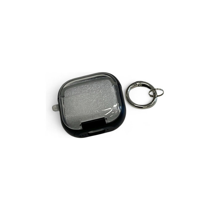 Silikónové Puzdro s Stojanom na mobil a karabínou pre AirPods 4, čierne