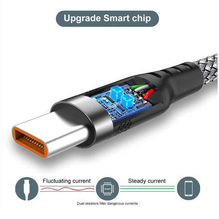 USB-C / USB-C kábel, 6A, 2m, šedý