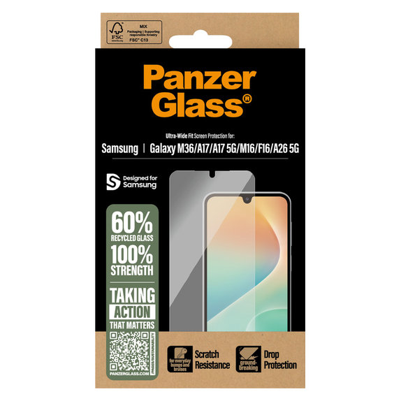 Tvrdené sklo UWF pre Samsung Galaxy M15 5G/F15 5G/A26 5G/A16/A16 5G, Čierna, PanzerGlass
