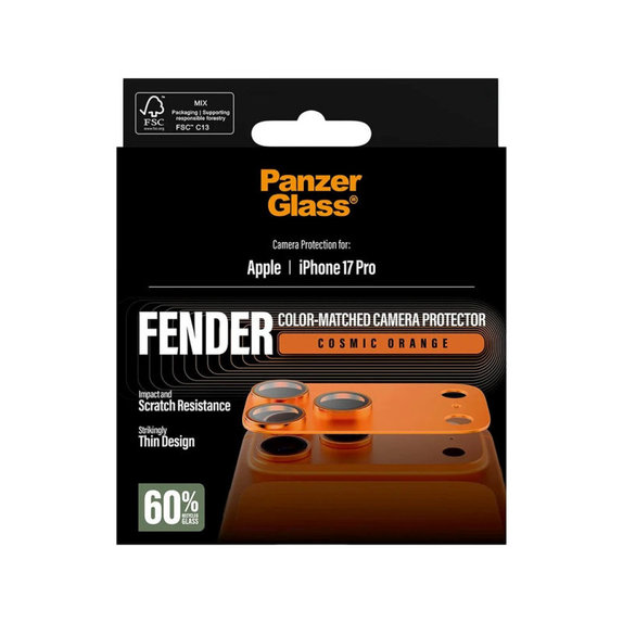 Ochranný kryt objektívu Fender pre iPhone 17 Pro, Oranžová, PanzerGlass
