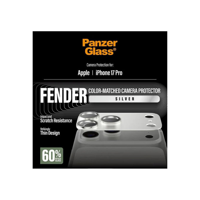 Ochranný kryt objektívu Fender pre iPhone 17 Pro, Strieborná, PanzerGlass