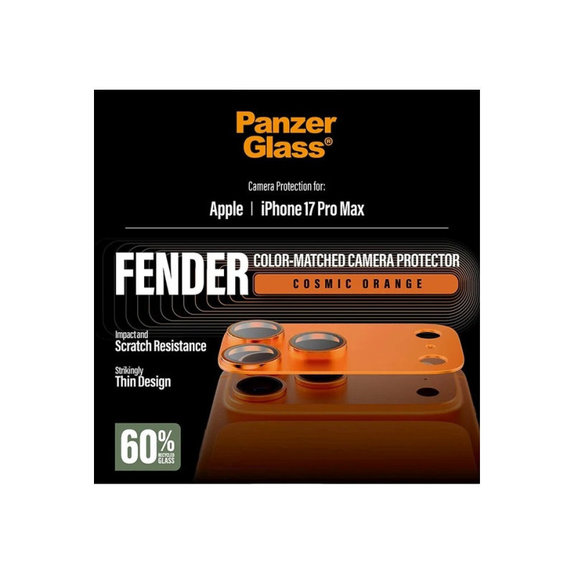 Ochranný kryt objektívu Fender pre iPhone 17 Pro Max, Oranžová, PanzerGlass