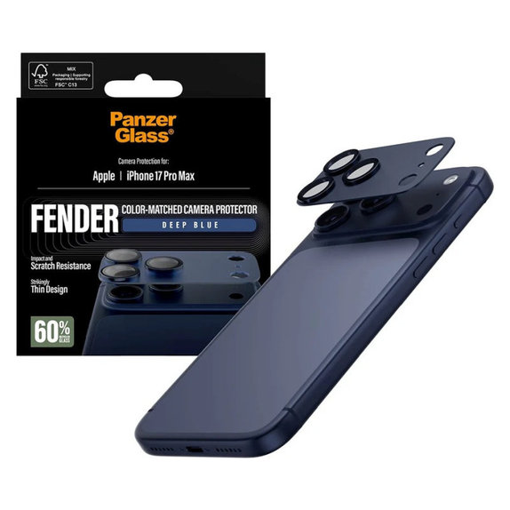 Ochranný kryt objektívu Fender pre iPhone 17 Pro Max, Modrá, PanzerGlass