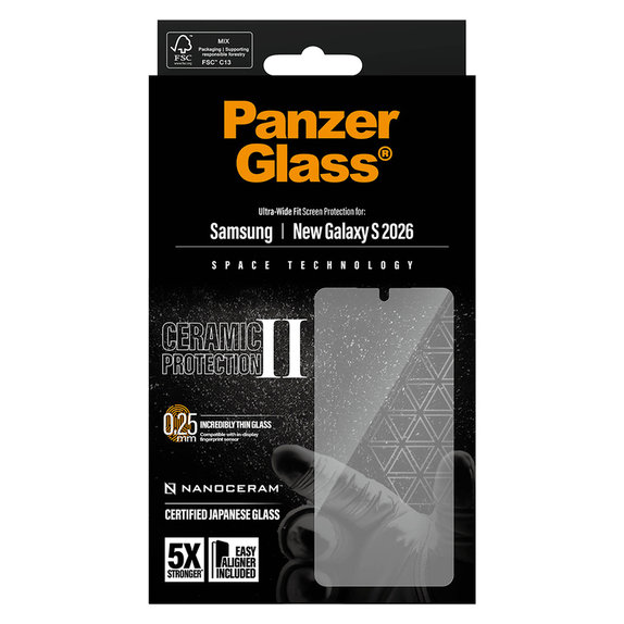 Tvrdené sklo UWF Ceramic s aplikátorom pre Samsung Galaxy S26, Číra, PanzerGlass
