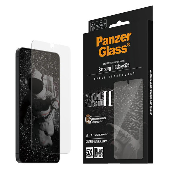 Tvrdené sklo UWF Ceramic s aplikátorom pre Samsung Galaxy S26, Číra, PanzerGlass