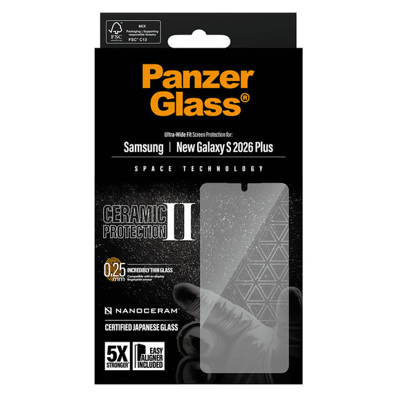 Tvrdené sklo UWF Ceramic s aplikátorom pre Samsung Galaxy S26+, Číra, PanzerGlass