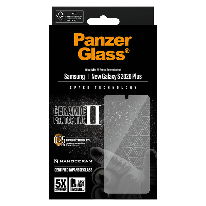 Tvrdené sklo UWF Ceramic s aplikátorom pre Samsung Galaxy S26+, Číra, PanzerGlass