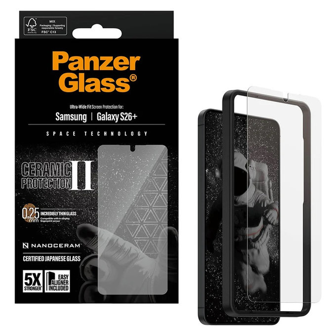 Tvrdené sklo UWF Ceramic s aplikátorom pre Samsung Galaxy S26+, Číra, PanzerGlass