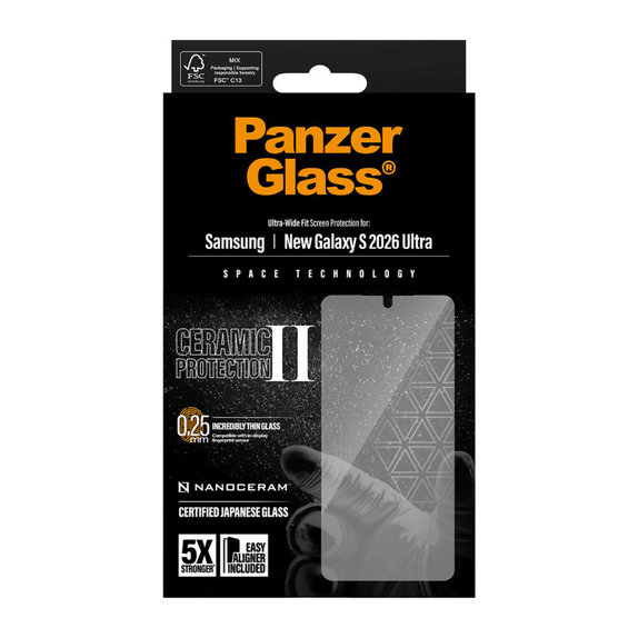 Tvrdené sklo UWF Ceramic II s aplikátorom pre Samsung S26 Ultra, Číra, PanzerGlass