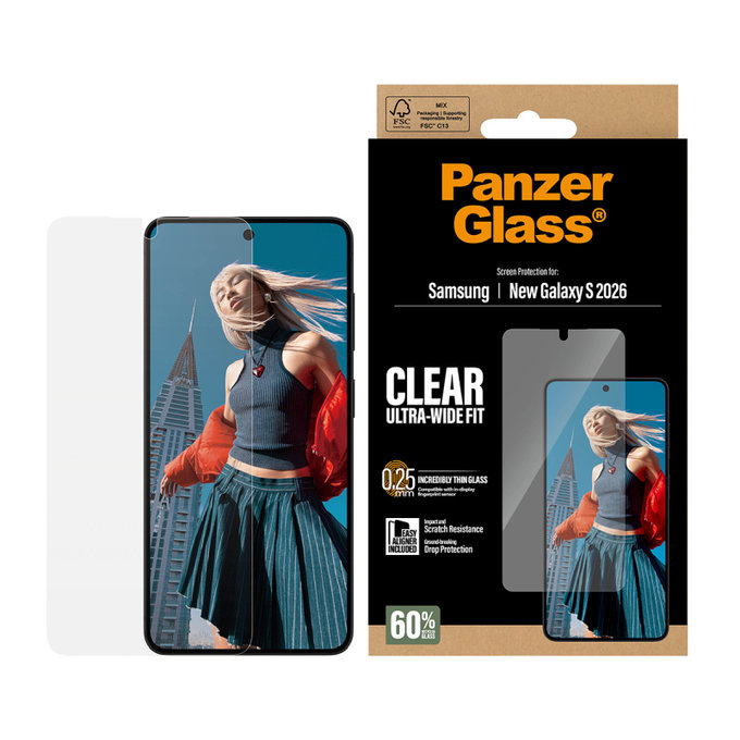 PanzerGlass - Tvrdené sklo UWF s aplikátorom pre Samsung Galaxy S26, číra