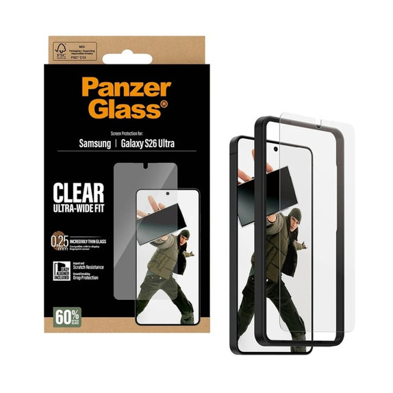 Tvrdené sklo UWF s aplikátorom pre Samsung S26 Ultra, Číra, PanzerGlass