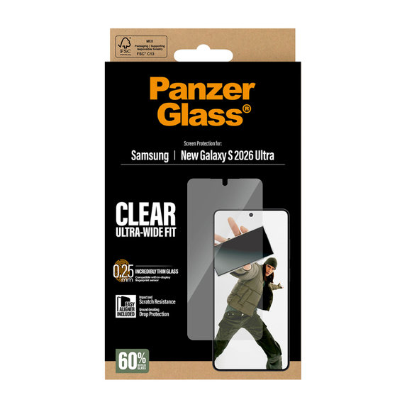 Tvrdené sklo UWF s aplikátorom pre Samsung S26 Ultra, Číra, PanzerGlass