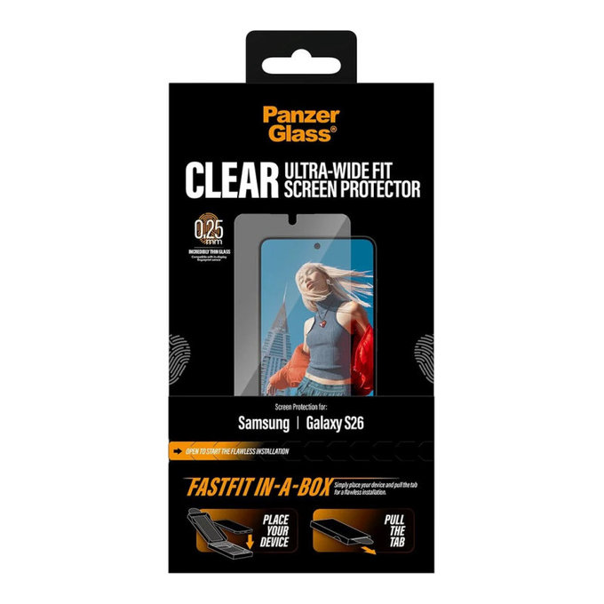 Tvrdené sklo UWF s FASTFIT In-A-Box pre Samsung S26, Transparentná, PanzerGlass