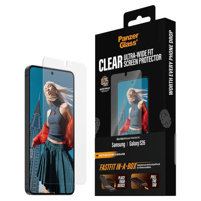 Tvrdené sklo UWF s FASTFIT In-A-Box pre Samsung S26, Transparentná, PanzerGlass