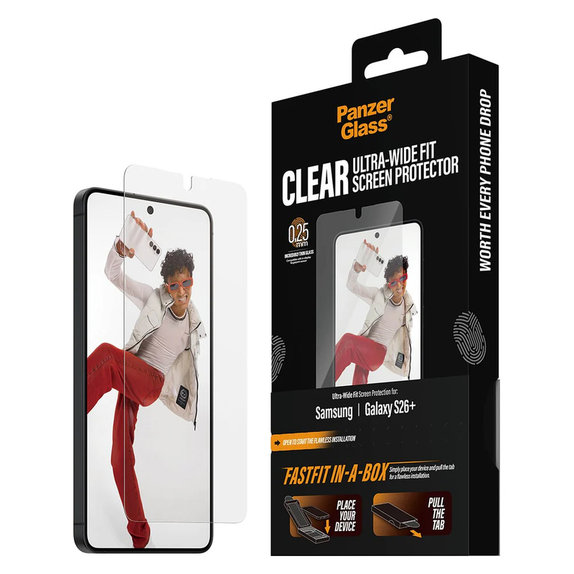 Tvrdené sklo UWF s FASTFIT In-A-Box pre Samsung Galaxy S26+, Číra, PanzerGlass