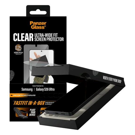 Tvrdené sklo UWF s FASTFIT In-A-Box pre Samsung S26 Ultra, Číra, PanzerGlass