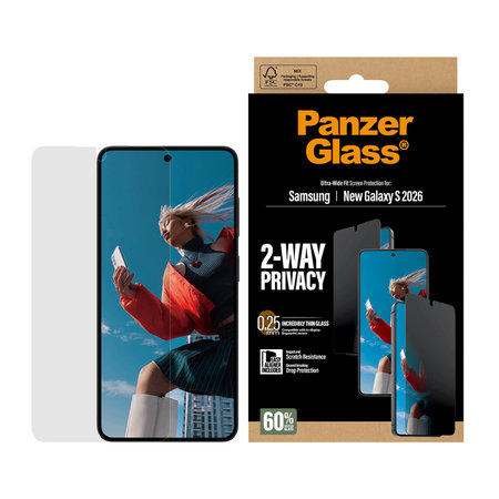 PanzerGlass - Tvrdené sklo UWF 2-Way Privacy s aplikátorom pre Samsung Galaxy S26, číra