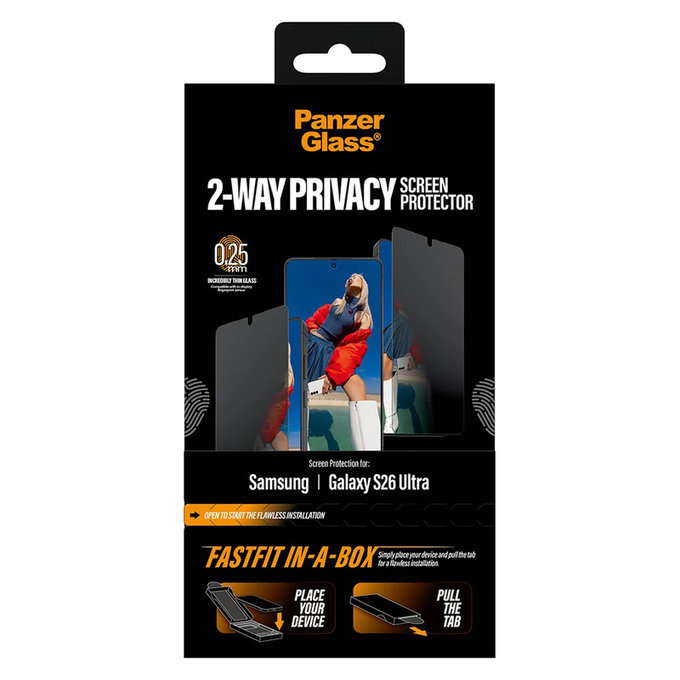 Tvrdené sklo UWF 2-Way Privacy s FASTFIT In-A-Box pre Samsung Galaxy S26 Ultra, Číra, PanzerGlass