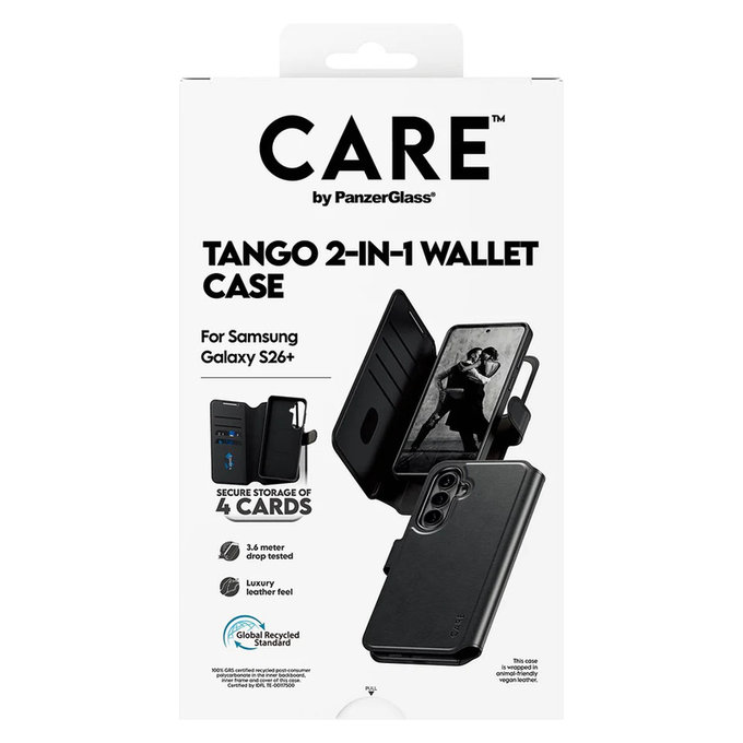 Puzdro Tango Wallet Two-In-One s QI pre Samsung Galaxy S26+, Čierna, PanzerGlass