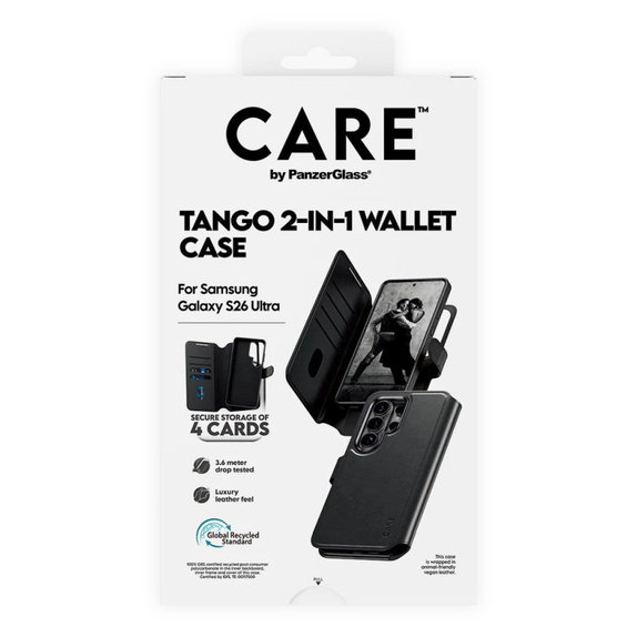 Puzdro Wallet Tango Two-In-One s QI pre Samsung S26 Ultra, Čierna, CARE