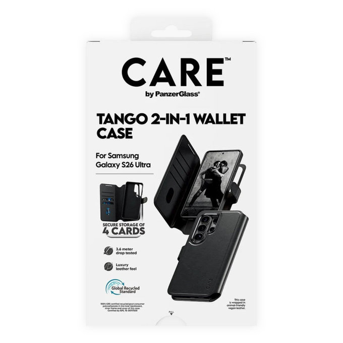 Puzdro Wallet Tango Two-In-One s QI pre Samsung S26 Ultra, Čierna, CARE