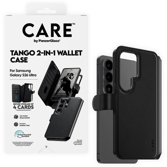 Puzdro Wallet Tango Two-In-One s QI pre Samsung S26 Ultra, Čierna, CARE