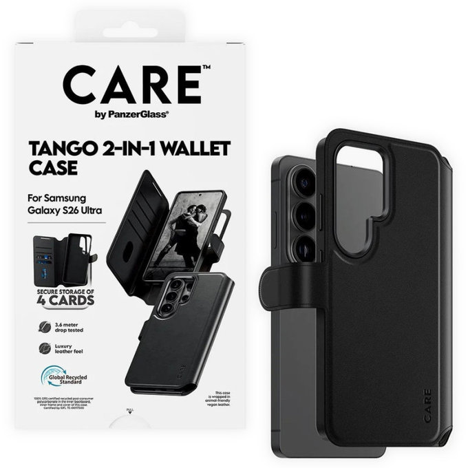 Puzdro Wallet Tango Two-In-One s QI pre Samsung S26 Ultra, Čierna, CARE