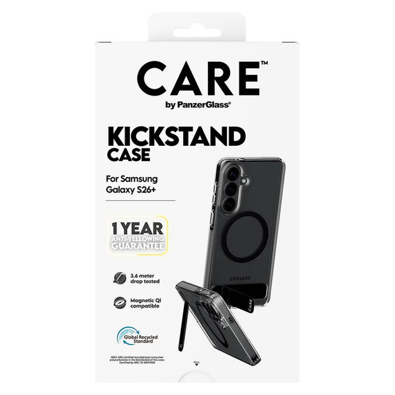 Puzdro Kickstand s čiernym QI pre Samsung Galaxy S26+, Čierna, PanzerGlass