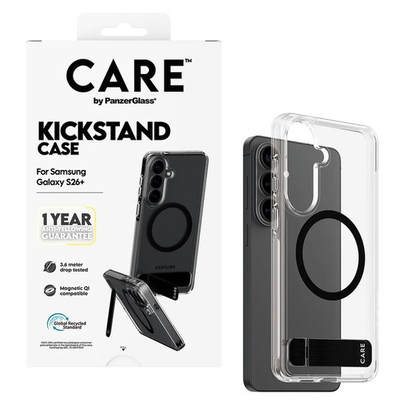 Puzdro Kickstand s čiernym QI pre Samsung Galaxy S26+, Čierna, PanzerGlass