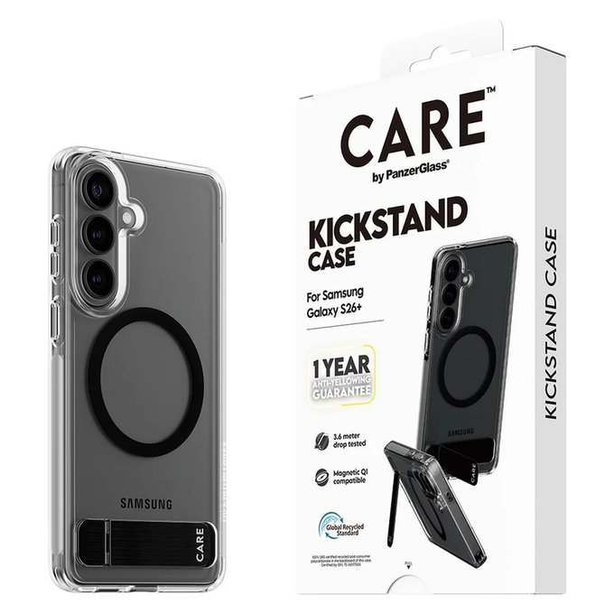 Puzdro Kickstand s čiernym QI pre Samsung Galaxy S26+, Čierna, PanzerGlass