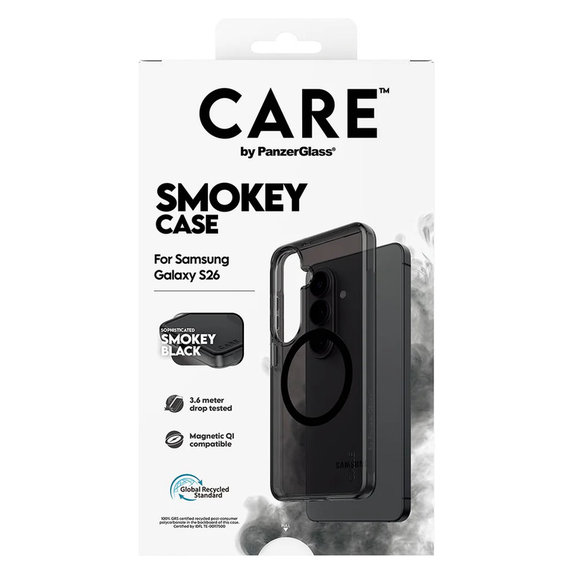Puzdro Smokey s čiernym QI pre Samsung Galaxy S26, Čierna, PanzerGlass