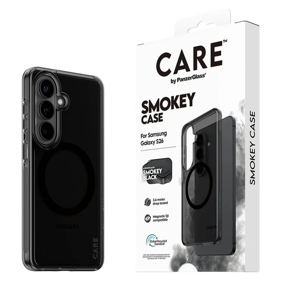 Puzdro Smokey s čiernym QI pre Samsung Galaxy S26, Čierna, PanzerGlass