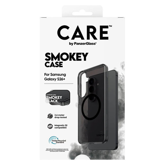 Puzdro Smokey s čiernym QI pre Samsung Galaxy S26+, Čierna, PanzerGlass