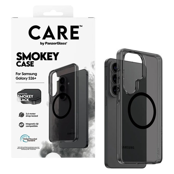Puzdro Smokey s čiernym QI pre Samsung Galaxy S26+, Čierna, PanzerGlass