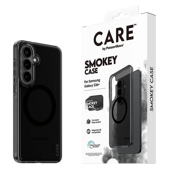 Puzdro Smokey s čiernym QI pre Samsung Galaxy S26+, Čierna, PanzerGlass