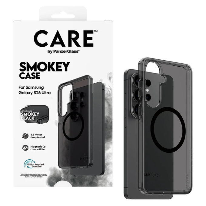 Puzdro Smokey s čiernym QI pre Samsung Galaxy S26 Ultra, Čierna, PanzerGlass